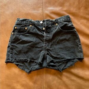 Levi’s 501 Women High Waist Jean Shorts Black Denim